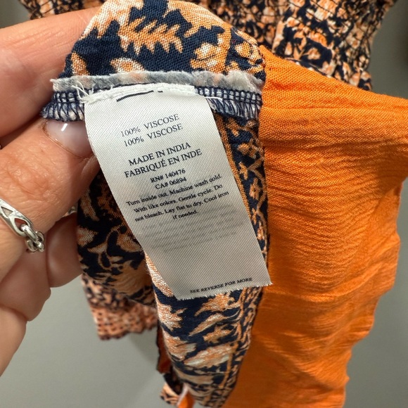 Faherty montara Floral Print Dress in Black and Orange wanderlust size XS - Picture 10 of 11